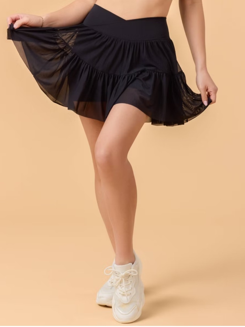 Blogilates Black Ballerina Ruffled Athletic Skirt Skort Small S